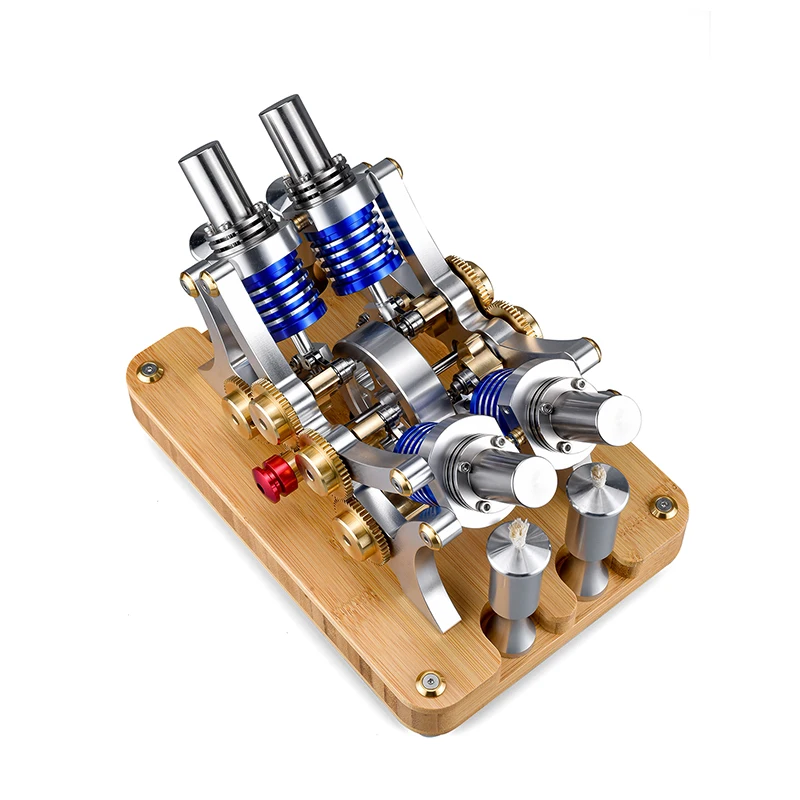 Can Start Physics Experiment Toy Four-cylinder Stirling Engine Model High-precision Metal Single Stirling Engine Model Generator