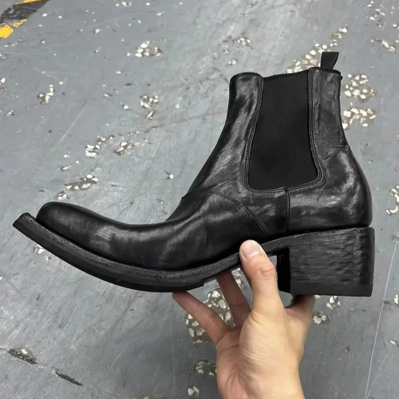 High Quality Men's Shoes Designer High-top Heightened Pointed-toed Chelsea Boots British Casual Trendy High-heeled Wizard Boots