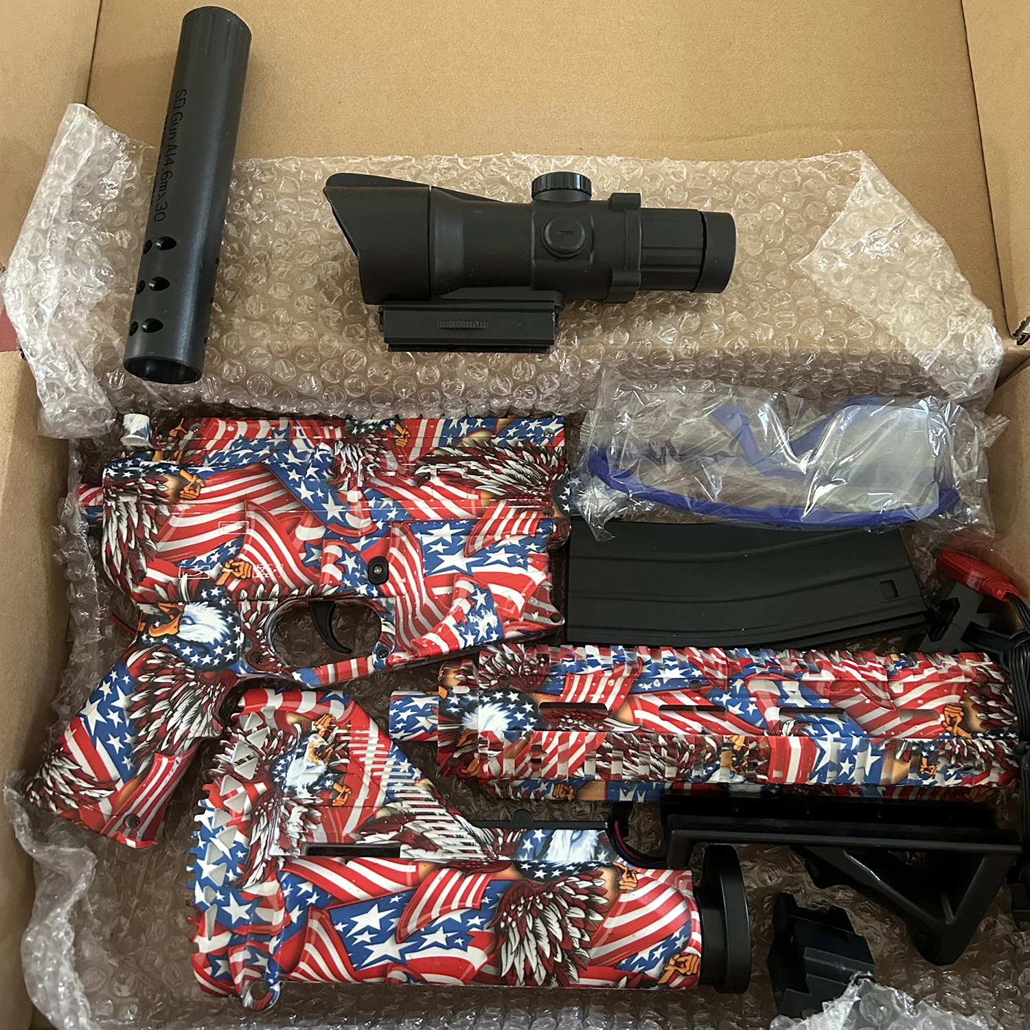 2025 New Model M416 Automatic and Manual Gel Ball Toy Gun 7.4V High-Speed Firing with USB Charging Cable and Target Holiday Gift