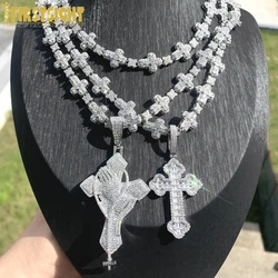 Iced Out Cross Star Link Chain Pendant Necklace Cubic Zirconia Hand Of Prayer Charm Charm Fashion Hip Hop Men Women Jewelry
