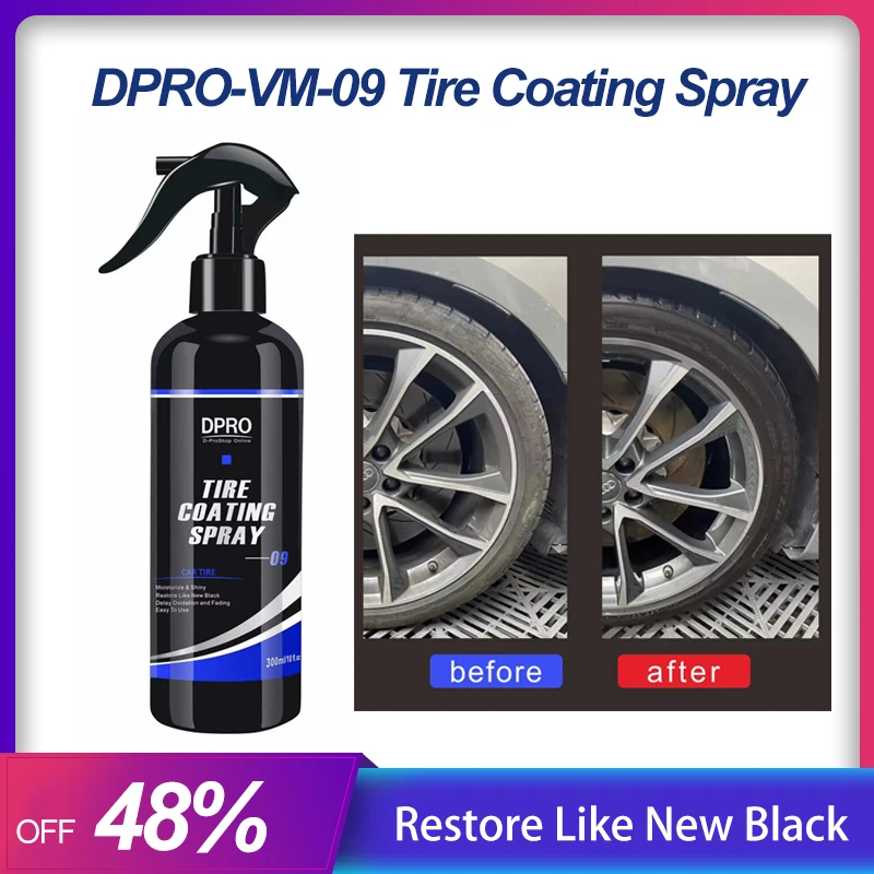 

Dpro Car Rubber Restorer Renovator Tire Shine Rubber Care Gloss Ceramic Coating Spray Glazing Keep Tire Black Auto Car Tyre Wax