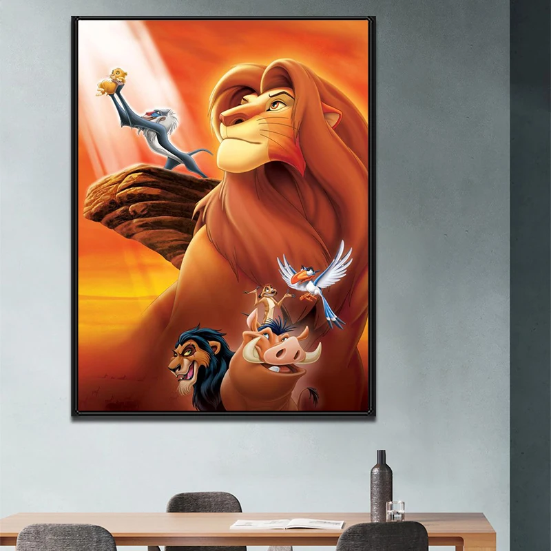 Disney Diamond Painting 5D The Lion King Mufasa and Simba Diamond Embroidery Cartoon Lion Mosaic Art Home Decor Children Gift