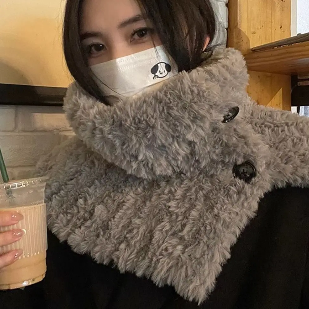 

Thicken Warm Fluffy Fake Collar Scarf Solid Color Soft Plush Detachable Scarf Cold-proof Windproof Turtleneck Neck Warmer