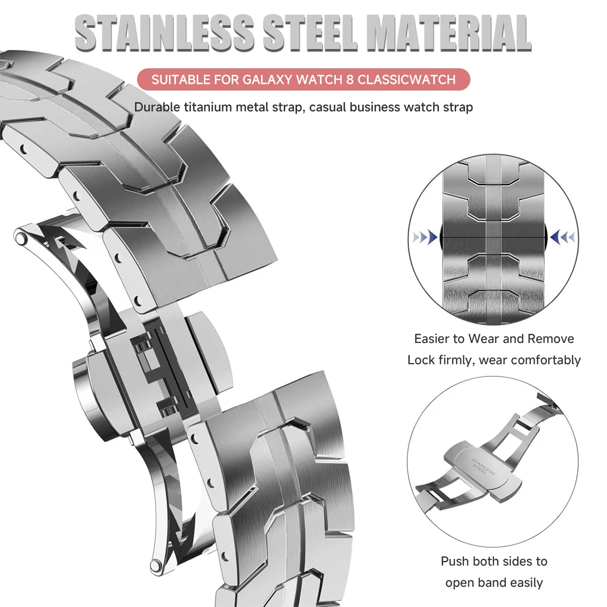 حزام من التيتانيوم/الفولاذ المقاوم للصدأ لساعة سامسونج جالاكسي 8/8 كلاسيكي 40 مللي متر 44 مللي متر 46 مللي متر سوار لساعة جالاكسي 8 حزام كلاسيكي
