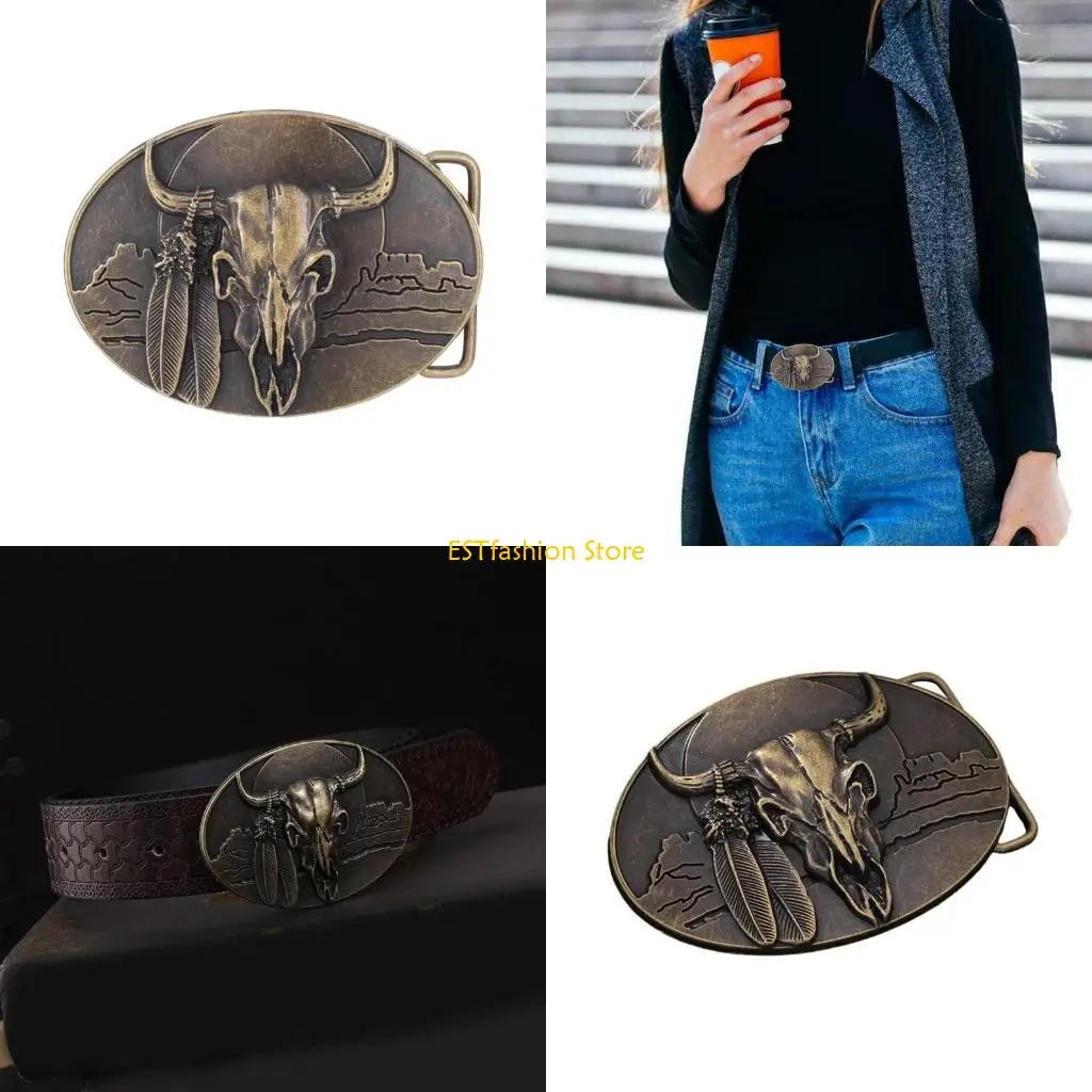 Y5GC الثور رئيس مشبك للمراهقين حزام رجالي دلاء معدنية للسراويل الملابس الرائعة والاكسسوارات خمر حزام مشبك الكبار