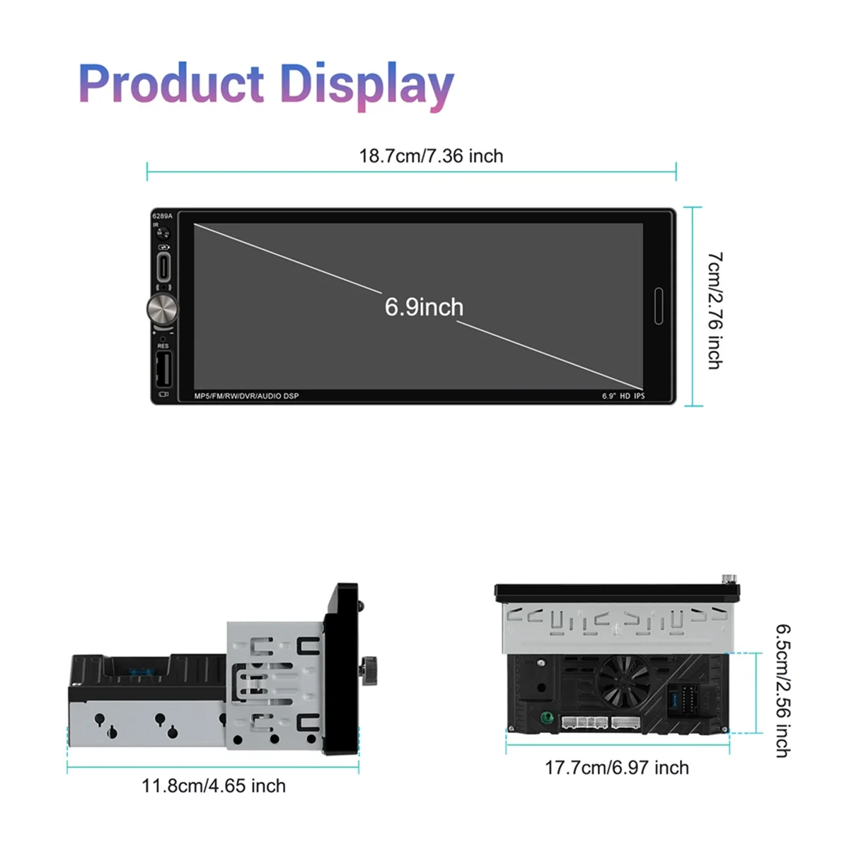 Pop 1Din 6.9 Inch Car Radio 2+32G Multimedia Player GPS Navigati Super Deal Car Audio