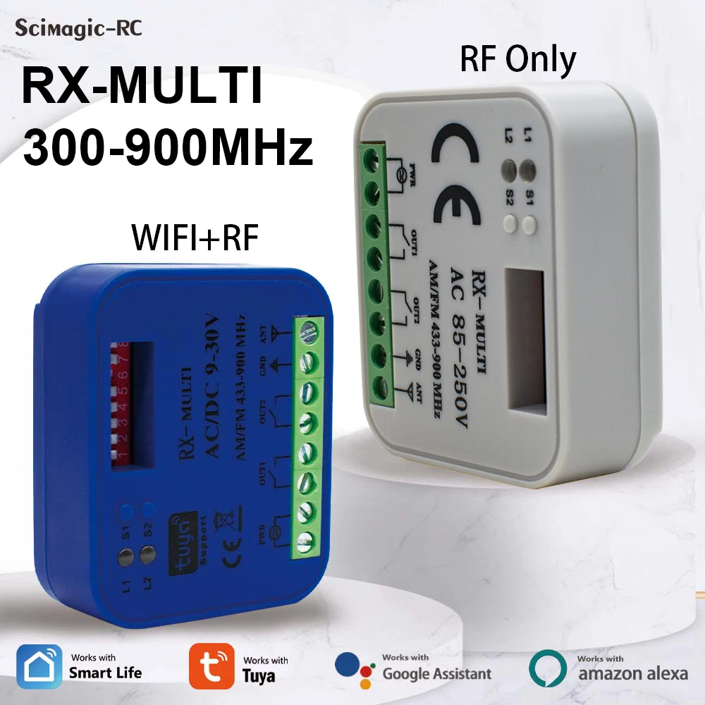 Rx Multi 300-900mhz Smart Tuya Receptor Universal Gate Garage Automation Remote Control Receiver 2CH Momentary Relay Module