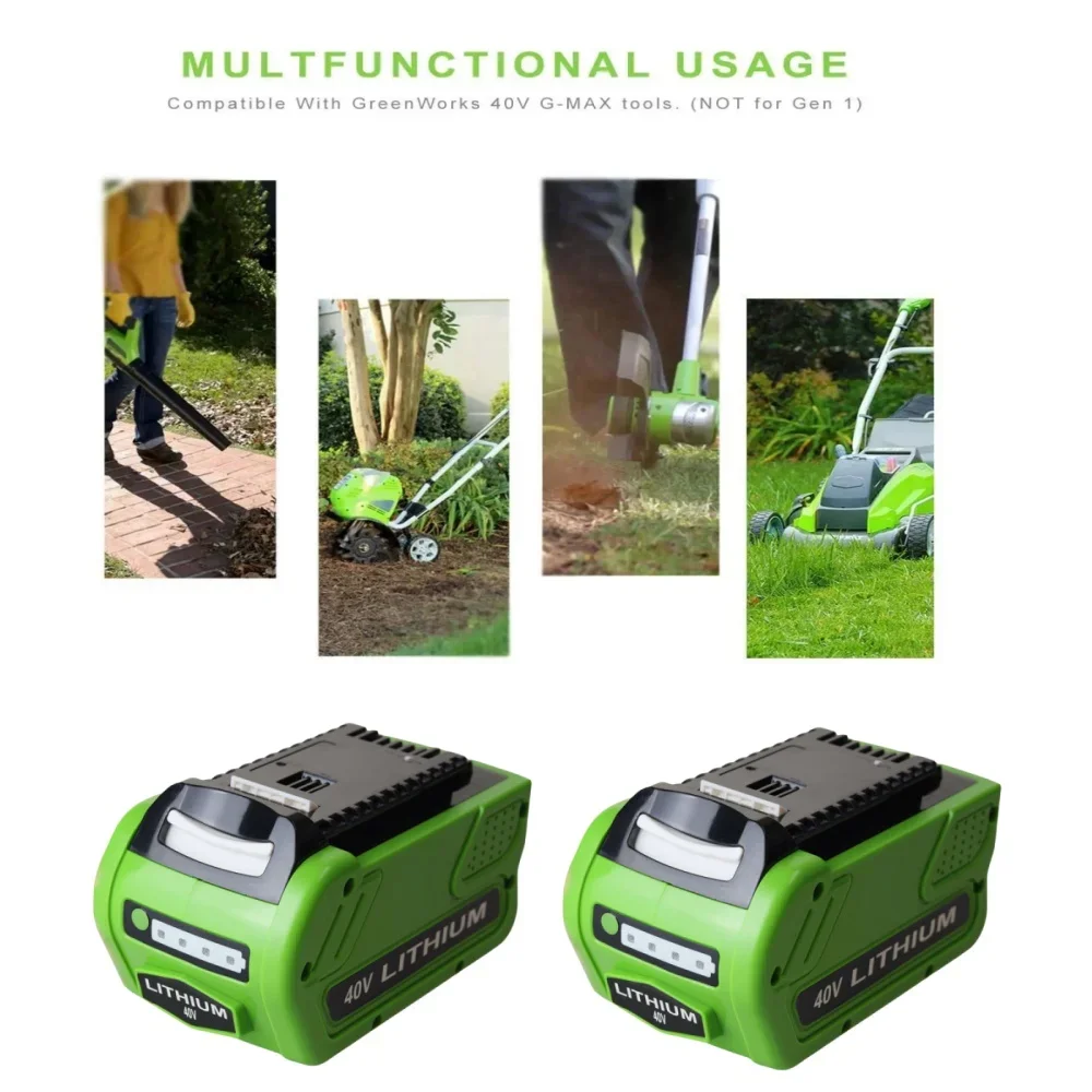 40V 6.0Ah Li-ion Rechargeable Battery 40V 6000mAh for GreenWorks 29462 29472 29282 G-MAX GMAX Lawn Mower Power Tools Battery