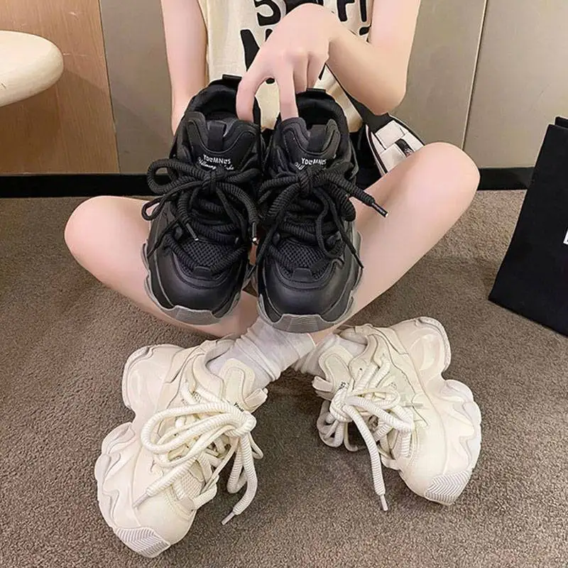 

Women Chunky Platform Sneakers Women Autumn Fashion Breathable Mesh Sport Casual Sneakers Female Thick Bottom Vulcanized Shoes
