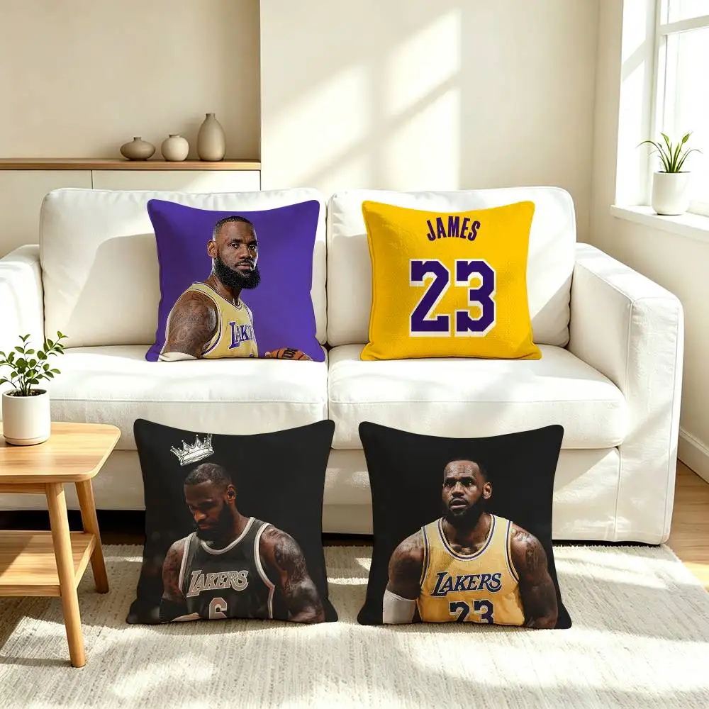 L-LeBron J-James  Basketball Star   Pillow Case Square Double-Sided Sofa Cushion Cover Bedroom Bedside Pillow