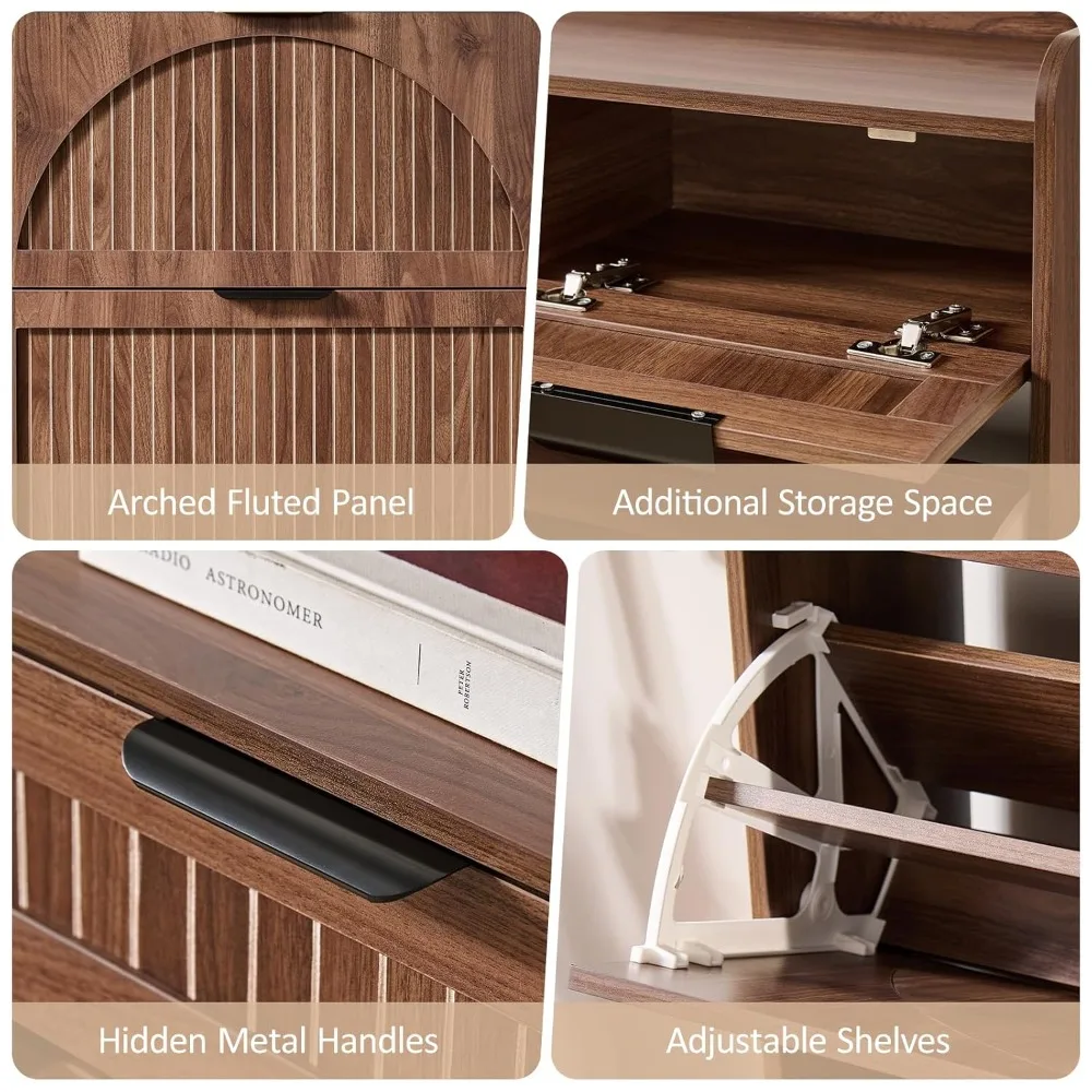 

Fluted Shoe Cabinet Storage for Entryway – Narrow Shoe Rack with 2 Flip Drawers & 2 Storage Drawers, Freestanding, Customized