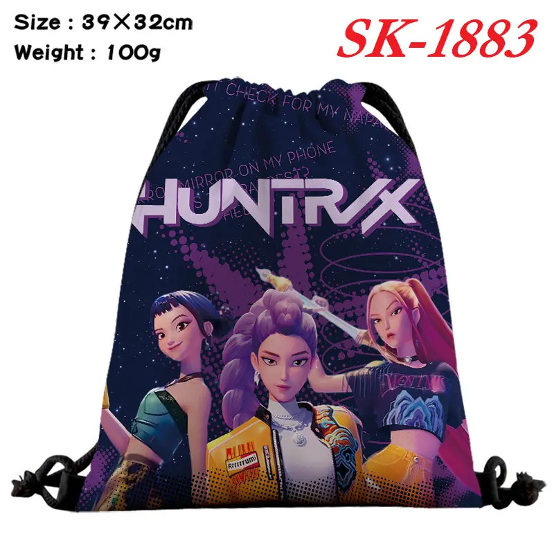 Kpop demon hunters saco de cordão grande capacidade cor esporte ginásio pacote armazenamento anime rumi mira zoey ombro mochila presente