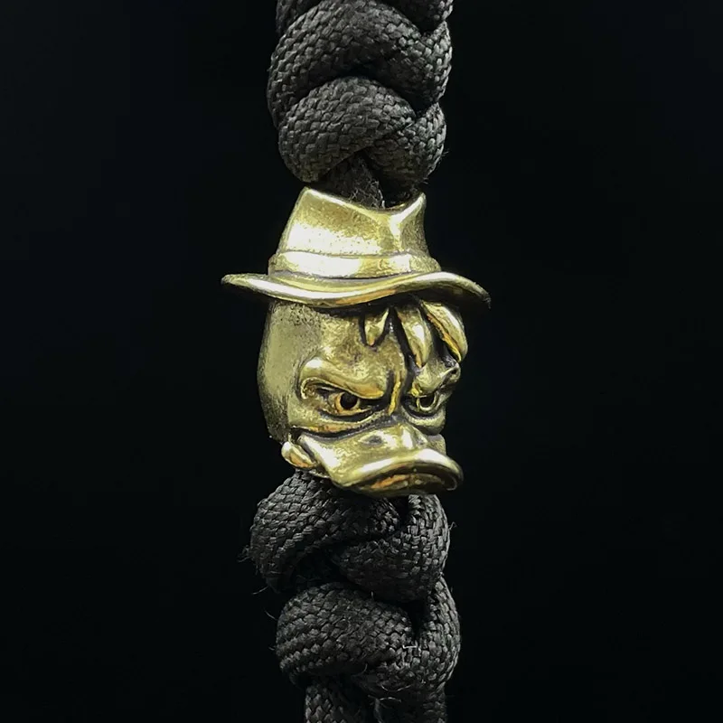 Brass Smoking Duck Detective EDC Knife Beads Cartoon Animal Pendants DIY Woven Umbrella Rope Lanyard Charms Paracord Accessories