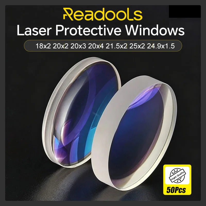 50PCS Fiber Laser Protective Lens 22.35x4 24.9x1.5 25.4x4 27.9x4.1 Laser Protection Window Lens for Raytools Precitec Bodor