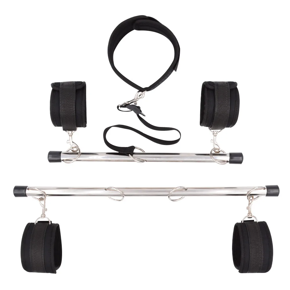 Sex Spreader Bar Adult Handcuff BDSM Leg Restraint Collar Neck Leash Couple SM Slave Erotic Games Steel Bar Spreader Sex Toy Kit