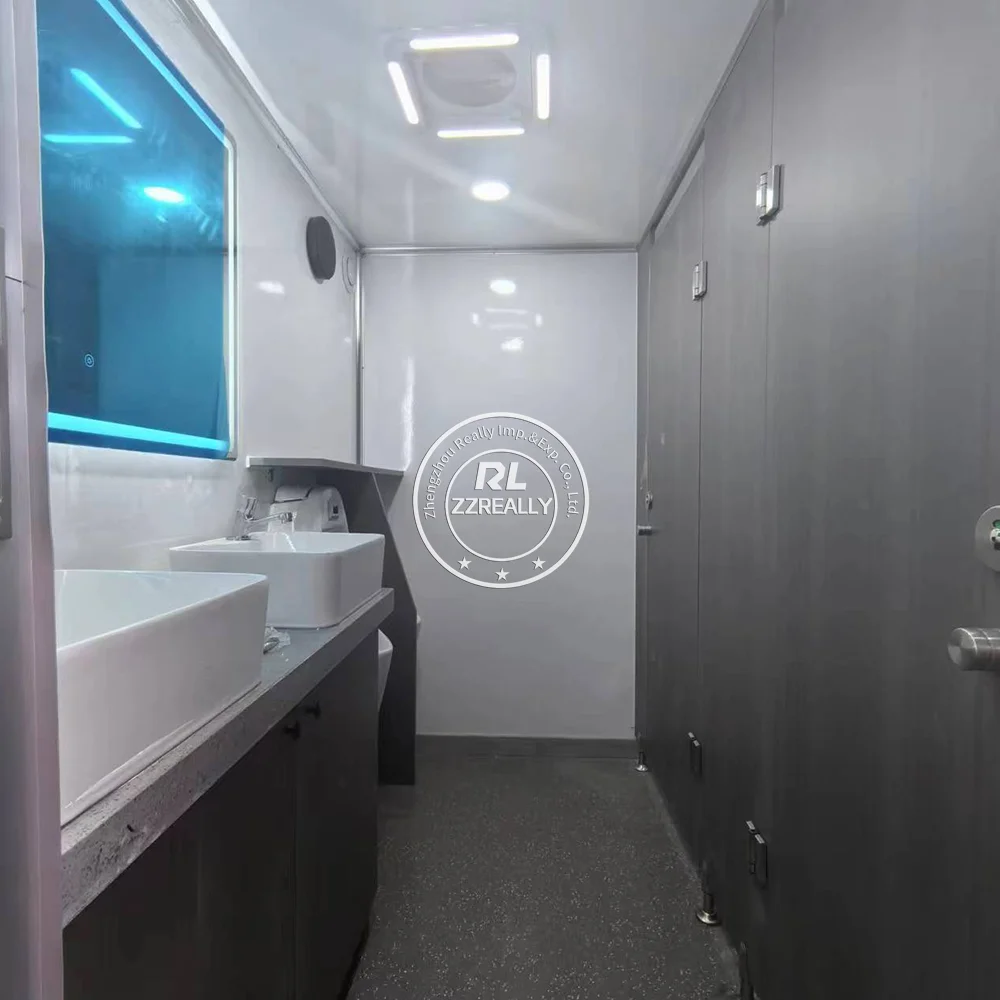 Remolque de baño móvil personalizado para WC callejero con ducha, baño de lujo, remolque de inodoro portátil