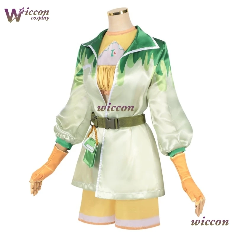 إنفينيتي نيكي تأثيري حلي شعر مستعار كرنفال الزي الضفدع موضة الأخضر فستان بتصميم بدلة معطف السراويل هالوين النساء الفتيات الملابس #5