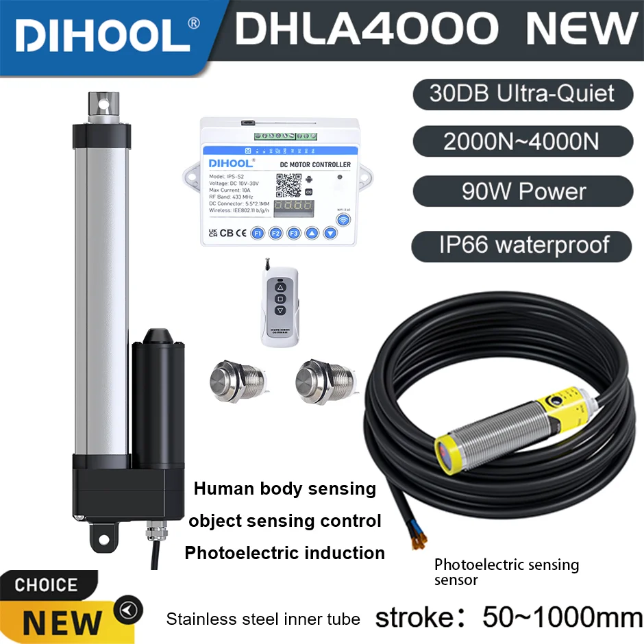 

Electric Linear Actuator DC Motor With Photoelectric Sensor For Sensing Human Body Objects 100MM~1000MM Stroke