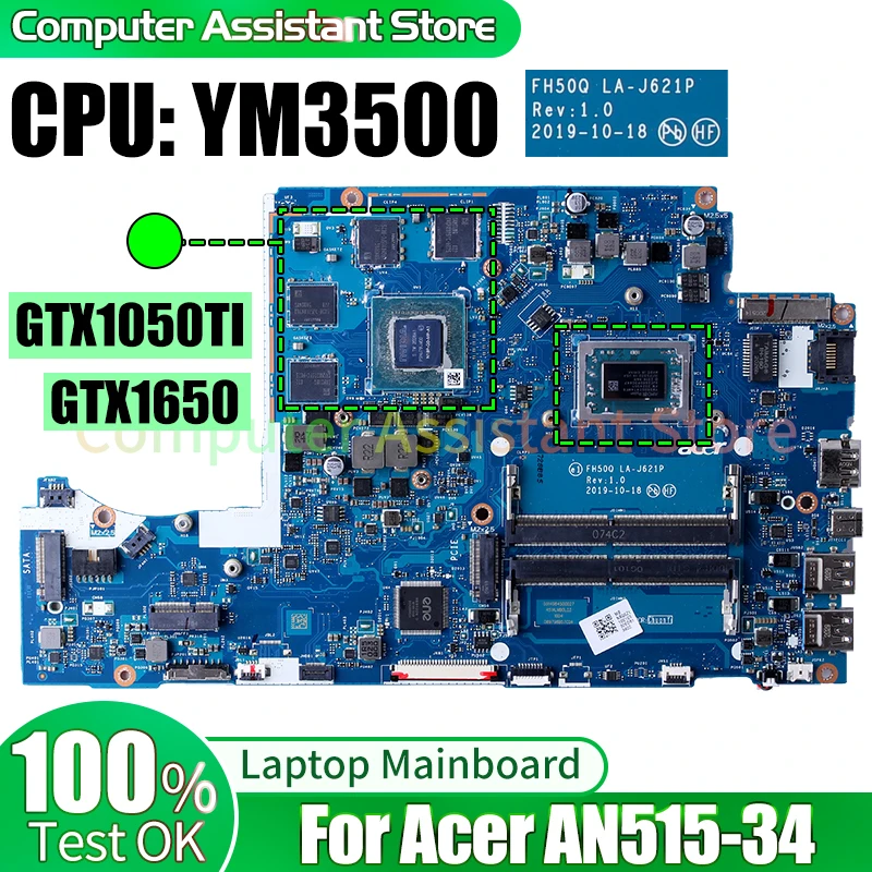 

For ACER AN515-34 Laptop Mainboard LA-J621P NBQ6N1100 NBQ6Z11001 YM3500 GTX1050TI GTX1650 Notebook Motherboard