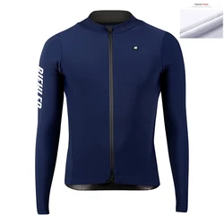 BIEHLER Men's Pro Team Cycling Jersey Bike Long Sleeve Thermal Fleece Polyester Winter Maillot Warm Clothes Bicycle Shirt