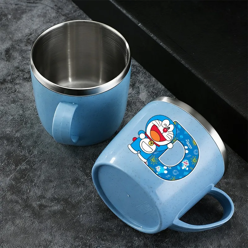 

Doraemons Double Layer Anti-scalding Stainless Steel Cups Cartoon Anime A-Z Letter Printed Coffee Milk Mug Tea Drinks Water Cup
