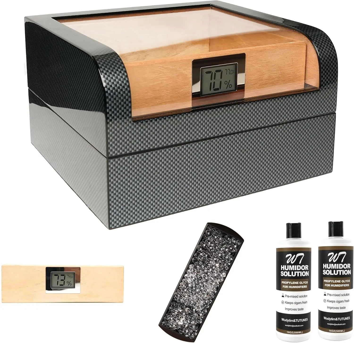 

Хьюмидор для сигар из испанского кедра ручной работы с цифровым гигрометром и системой легкого увлажнения