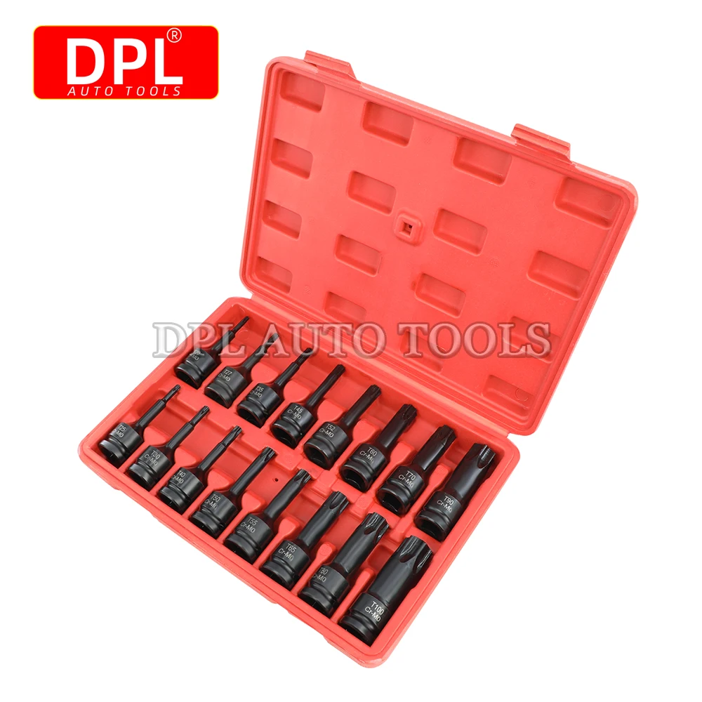 16 PCS 1/2 Impact Socket Spline Bit Set Torx Driver Impact Socket Set