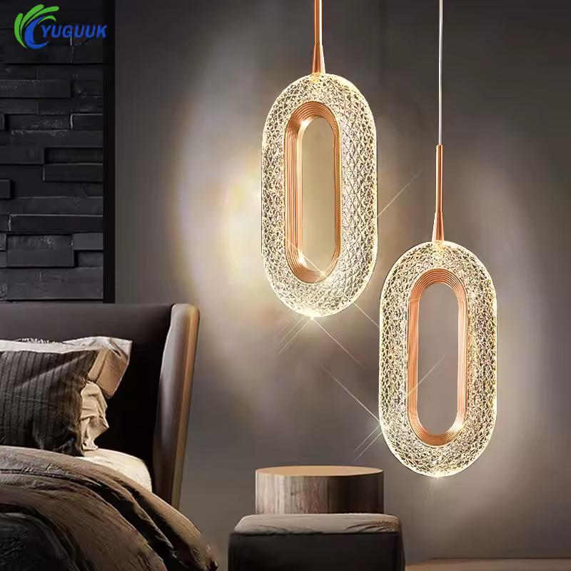 מנורות תליון LED קריסטל מודרניות תאורת פנים לעיצוב הבית אורות LED סלון חדר שינה מנורת תלייה ליד המיטה