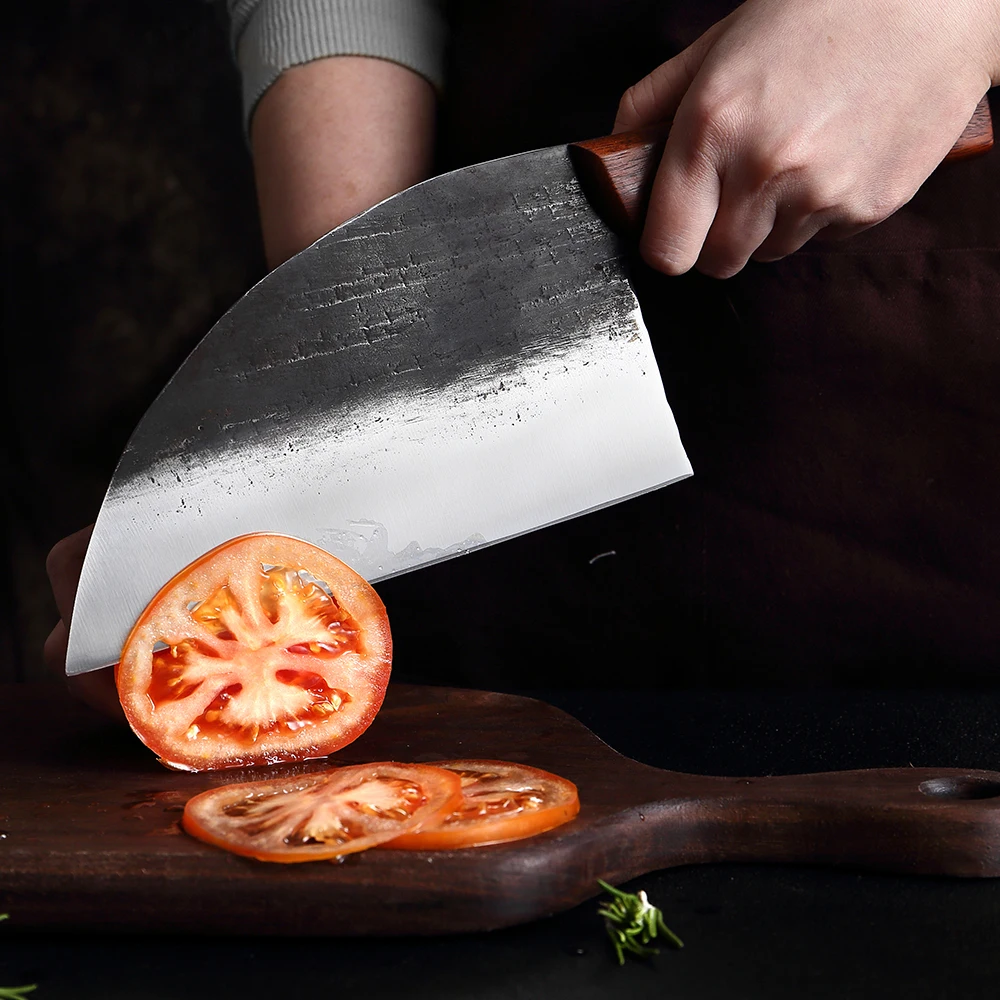 Serbian Chef Knife Hand Forged Meat Cleaver High Carbon Steel Full Tang Knife Ultra-sharp Butcher Knife for Kitchen or Outdoor