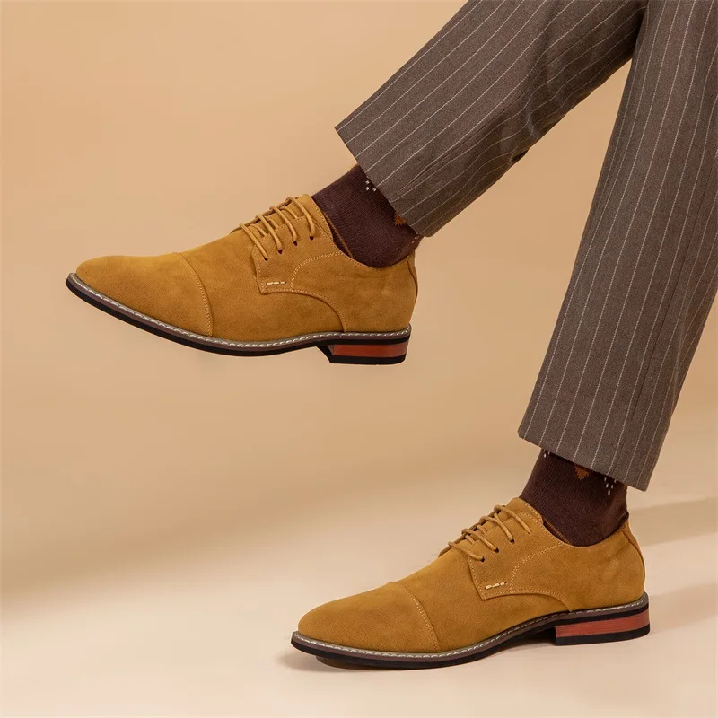 Fashion Men\'s Leather Shoes Classic Luxury Business Casual Formal Oxfords Shoes For Men Moccasin High Quality Suede Dress Shoes