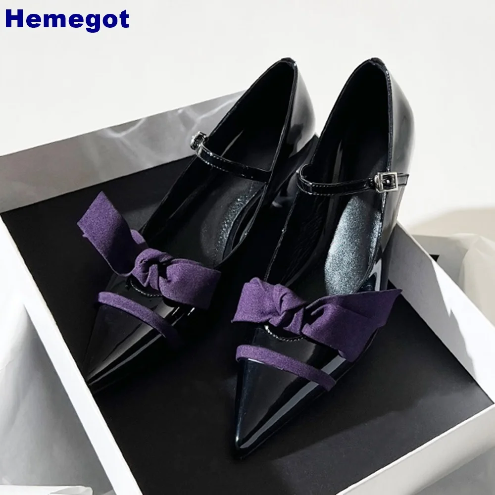 

Bowknot Pointed Elegant Mary Janes 2024 Summer New Sweet Casual Ins Style Genuine Leather Thick Heel Pumps Fashion Ladies Shoes