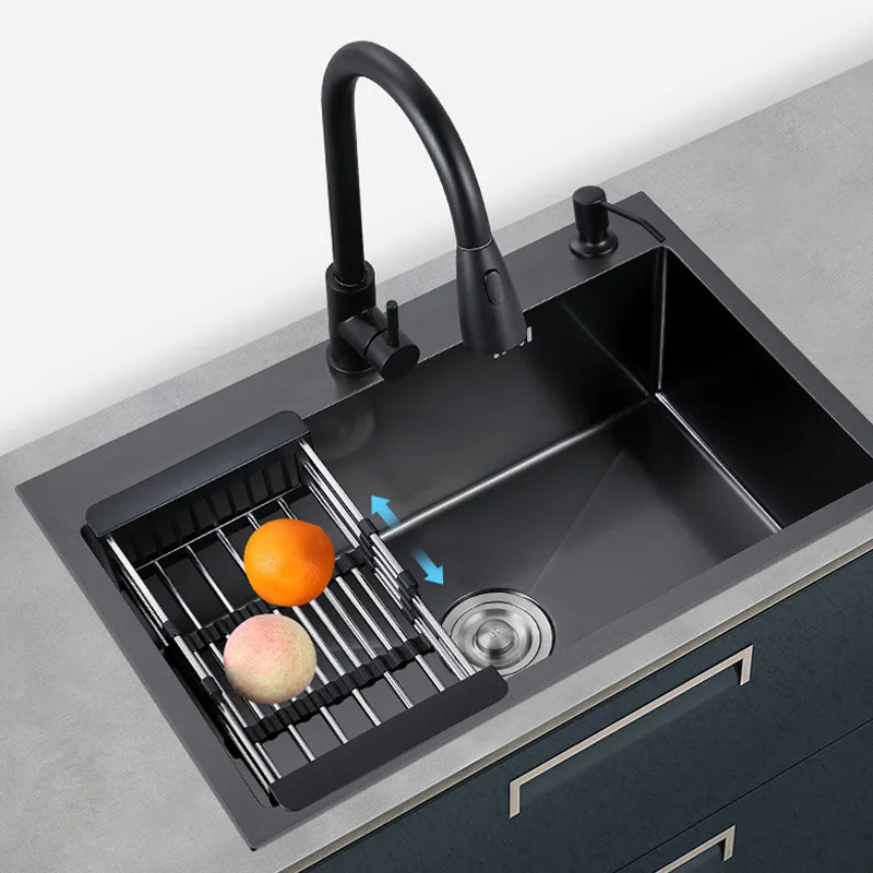 

304 Kitchen Stainless Steel Sink Nano Vegetable Washing Basin Single Black King Kong Vegetable Washing