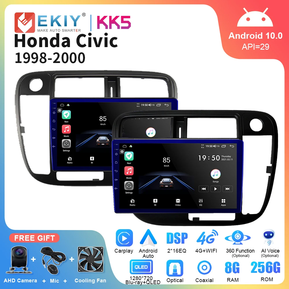 

EKIY KK5 QLED Android Car Radio For Honda Civic 1998 - 2000 AI Voice Multimedia Video Player Auto Navigation Stereo GPS 2din DVD