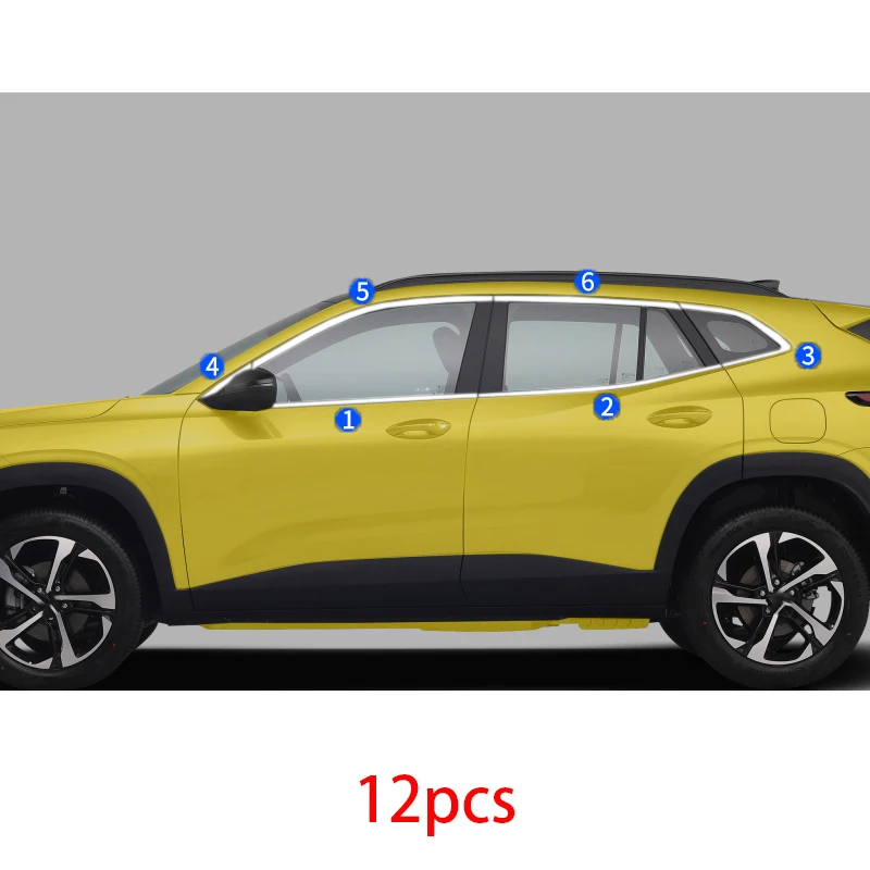 شريط قولبة حافة غطاء جانبي لشيفروليه تراكس سيكر ، نافذة خارجية ، عمود بي سي ، كروم صلب مقاوم للصدأ ، أو ، أو #4