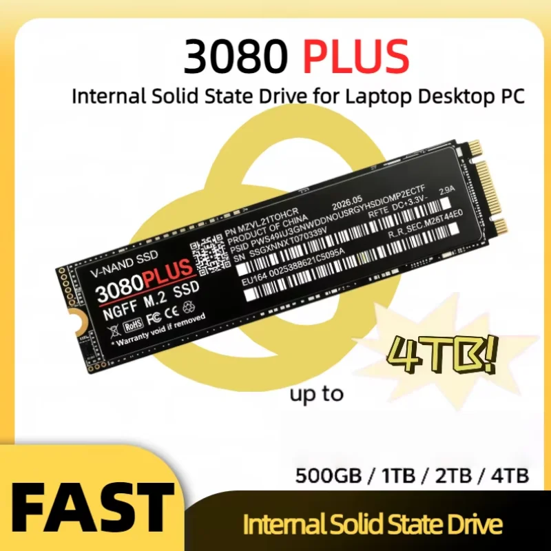 New 3080 PLUS for Laptop Desktop PC 500GB 1TB 2TB 4TB SSD Internal Solid State Drive M.2 NGFF PCIe 3.0 High Speed