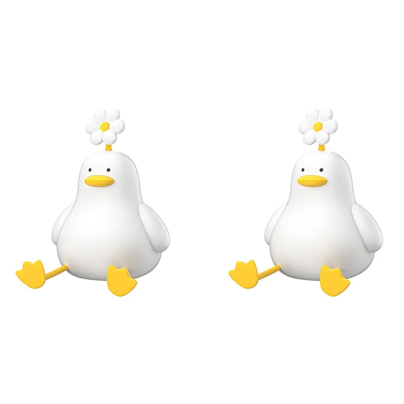 

ABGG-2X Flower Duck Night Light,3 Colors Silicone Night Lights,1200Mah Rechargeable Cute Lamp, Timer Night Light