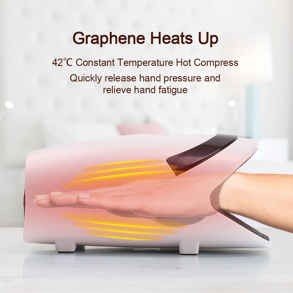 Smart Air Pressure Hot Compress Hand Massager Palm Acupoint Compression Vibration Massage Heated Wrist Fingers Spa Relax Muscle