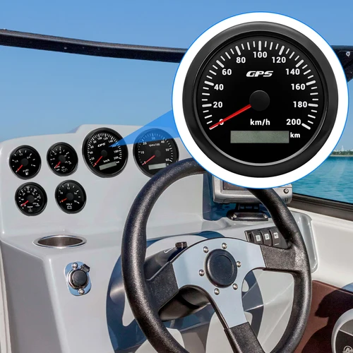 Imagen 2 del producto Velocímetro GPS de 85MM, medidor de velocidad de luz de 7 colores 60/120/200KMH con antena GPS, medidor de velocidad impermeable para motocicleta, barco, coche y camión
