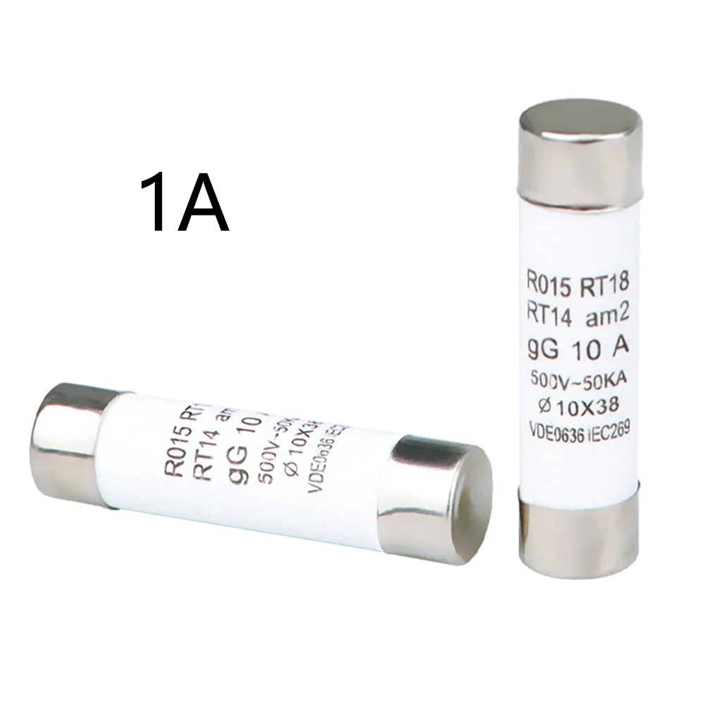 Hot New Ceramic Fuse Protection 10*38MM 20PCS/pack 500V~50KA Accessories DC Metal Alloys PV RO15 RT18 Reliable