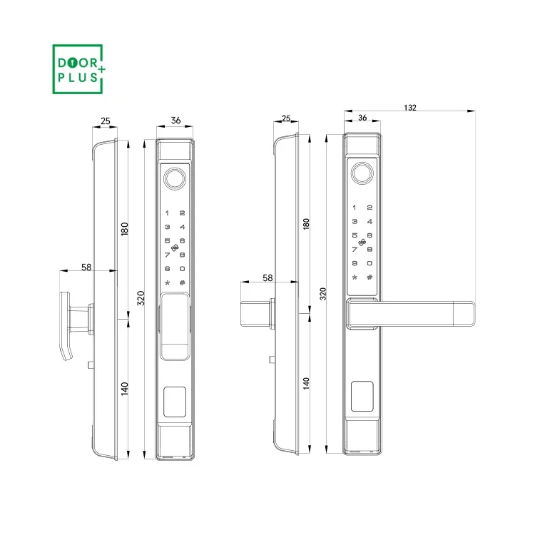 005 Doorplus Fechadura inteligente automática Fechaduras de porta sem chave à prova d'água ao ar livre Tuya Fechadura inteligente biométrica com impressão digital