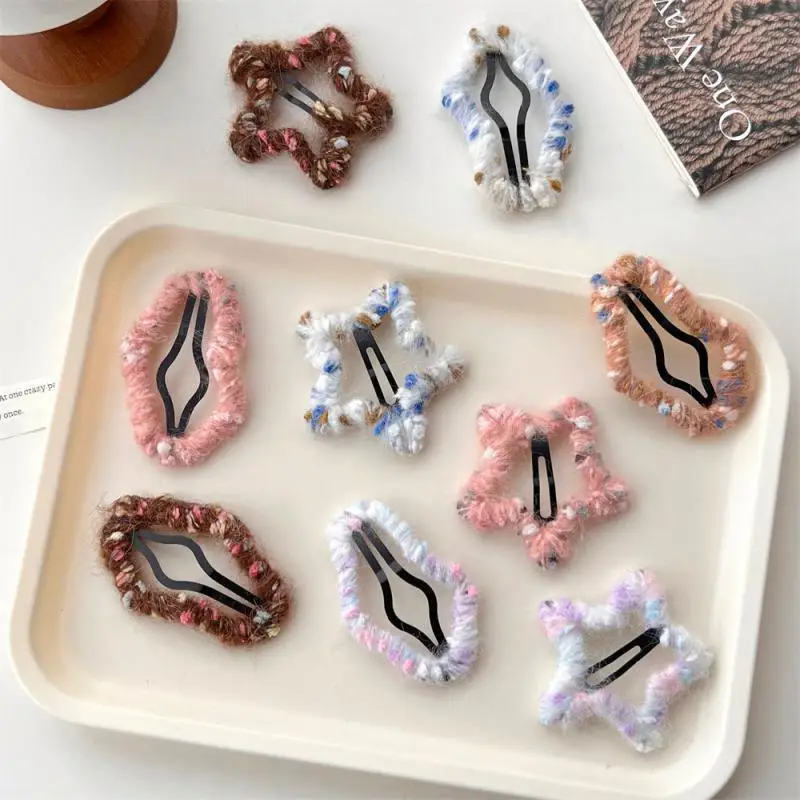 Star Colorful Hairpins Plush Bear Bow Cute BB Hair Clip Baby Hairclips Women Girl HairGrip Headwear Barrettes Accessories