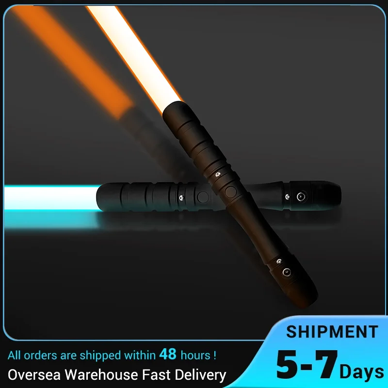 92CM Black Hilt Ice Blue And Orange Dual Blade Lightsaber Set For Adult Heavy Duel Support Blast Sound Mode Ideal Collectible Gift For Star SW Hobby Enthusiasts