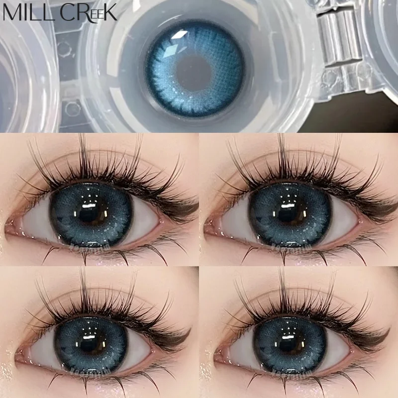 MILL CREtransporter-Lentilles vertes résistantes à la myopie pour les yeux, document coréen, pupille de beauté, haute qualité, mode, 1 paire