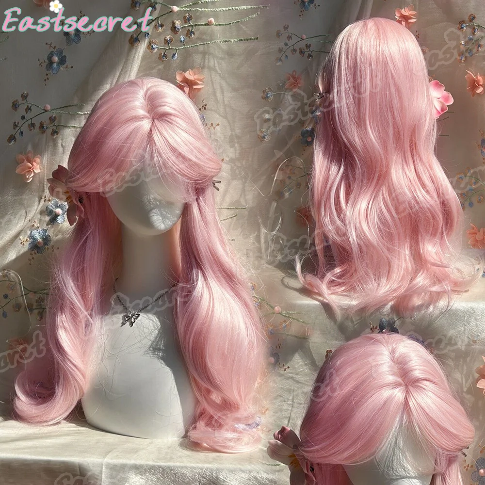 EAST Ashely Pink Wig for Women Long Wavy Cosplay Wigs Natural Soft Sweet Synthetic Wig for Daily Use School Life Lolita Wig