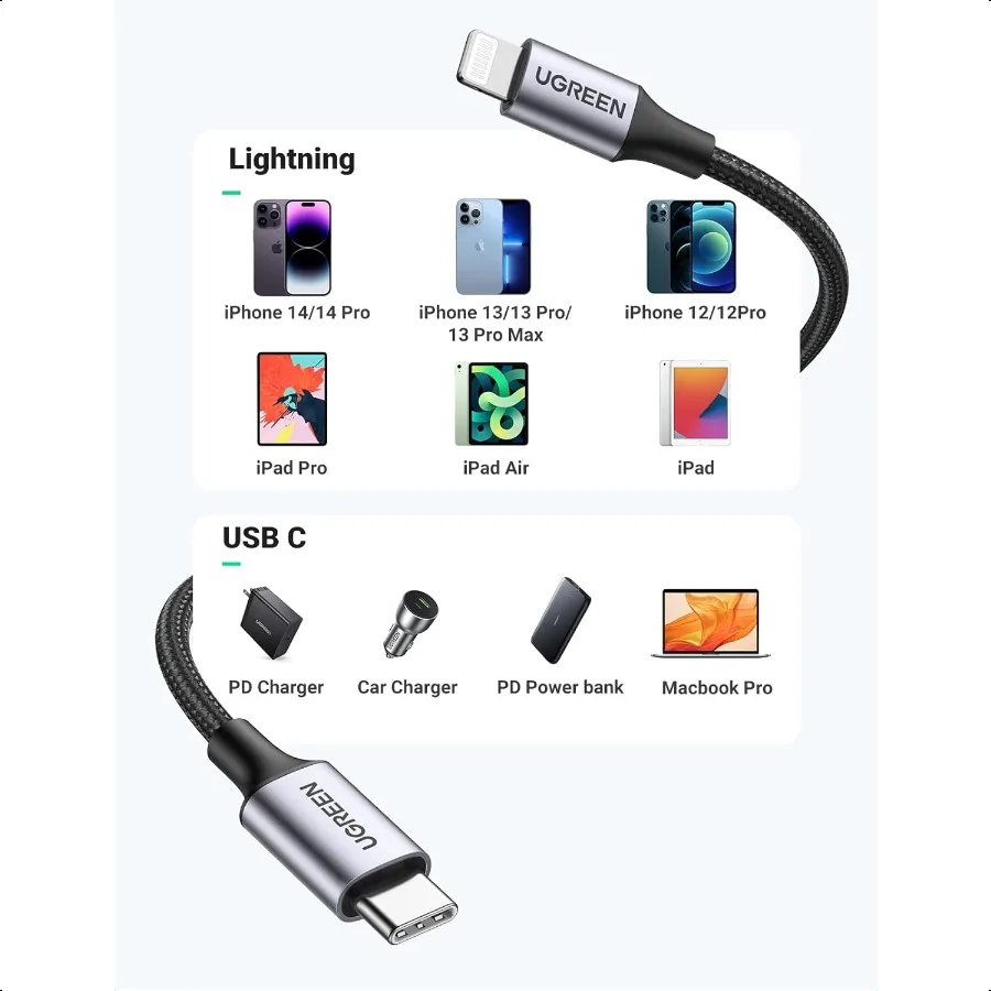 كابل USB C إلى Lightning كابل Lightning بشهادة 6FT MFi متوافق مع iPhone 14 14 Pro 14 Pro Max iPhone 13 12 11 X XR
