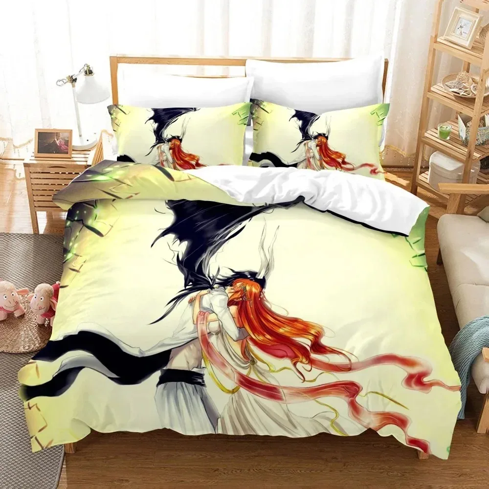 Anime Bleach Toushirou Ichigo Bedding Set 3D Printed Suitable for Bedroom Duvet Cover Set With Pillowcases Kids Home Textile
