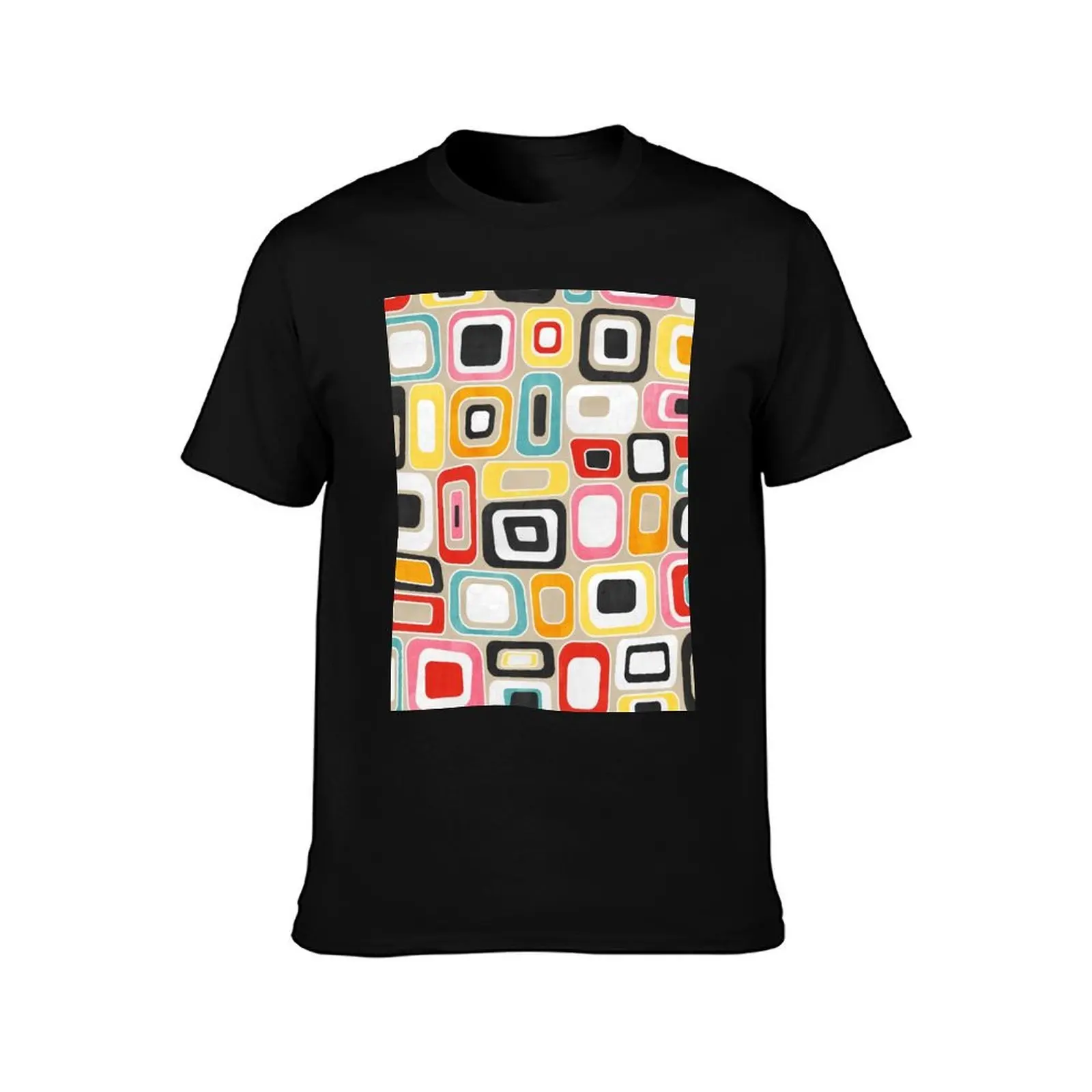 Colorful Watercolor Squares and Rectangles - Mid Century Modern Geometric T-Shirt Abstract Pattern Print Top T-Shirt