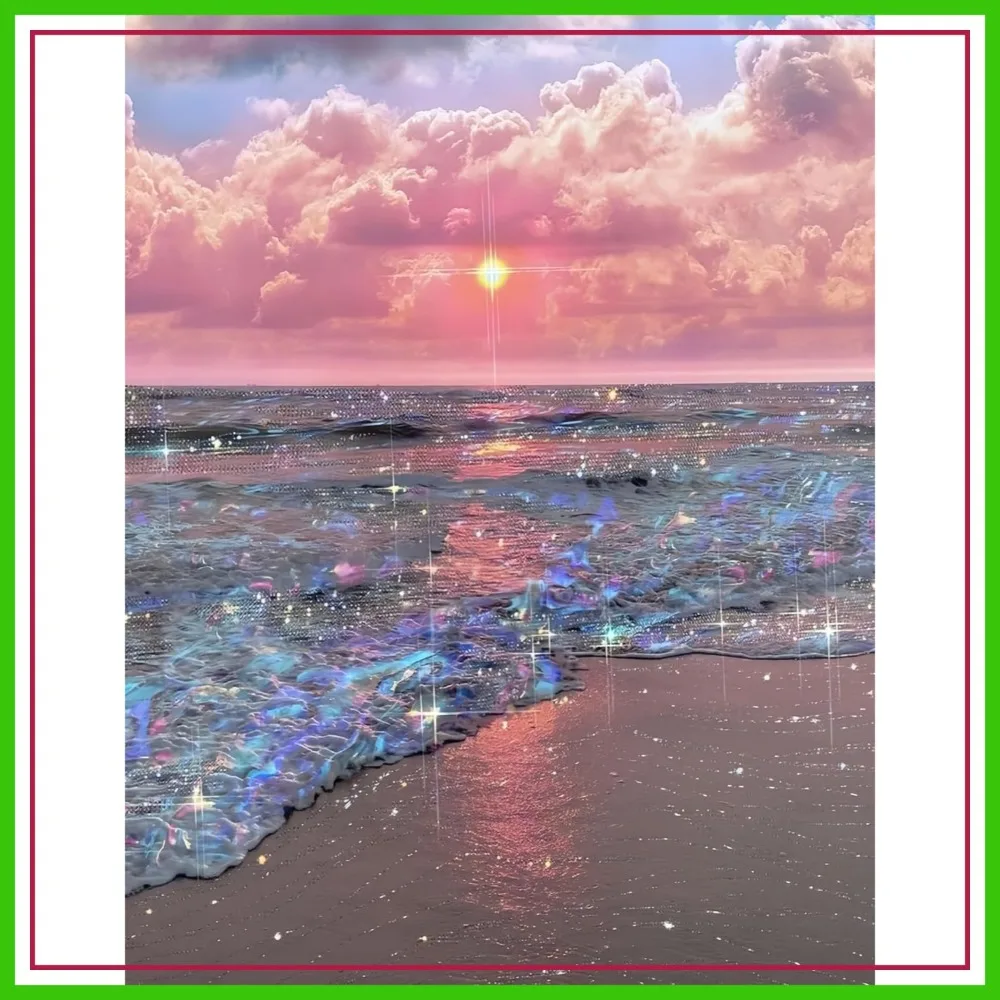 

5D Diamond Art Kits for Adults, Beach Scenery DIY Full Round Drill Diamond Painting, Home Wall Decor 12x16 Inch