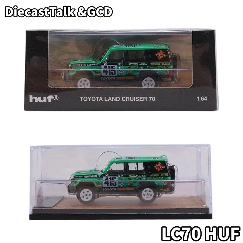 

DiecastTalk & GCD 1:64 Модель автомобиля Toyota Land Cruiser LC70 HUF из литого сплава, коллекционная игрушка для мальчиков, предмет декора.