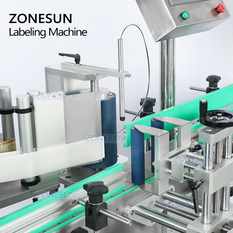 ZONESUN ZS-TB822D Automatic Plastic Glass Flat Bottle Cap and Round Bottle Double Sides Labeling Machine Label Sticker